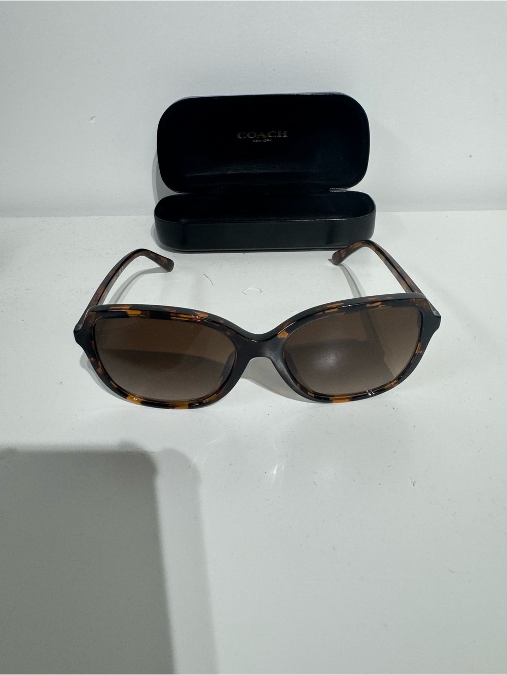 Coach Women's Tortoise Shell Sunglasses with Brown Gradient Lenses